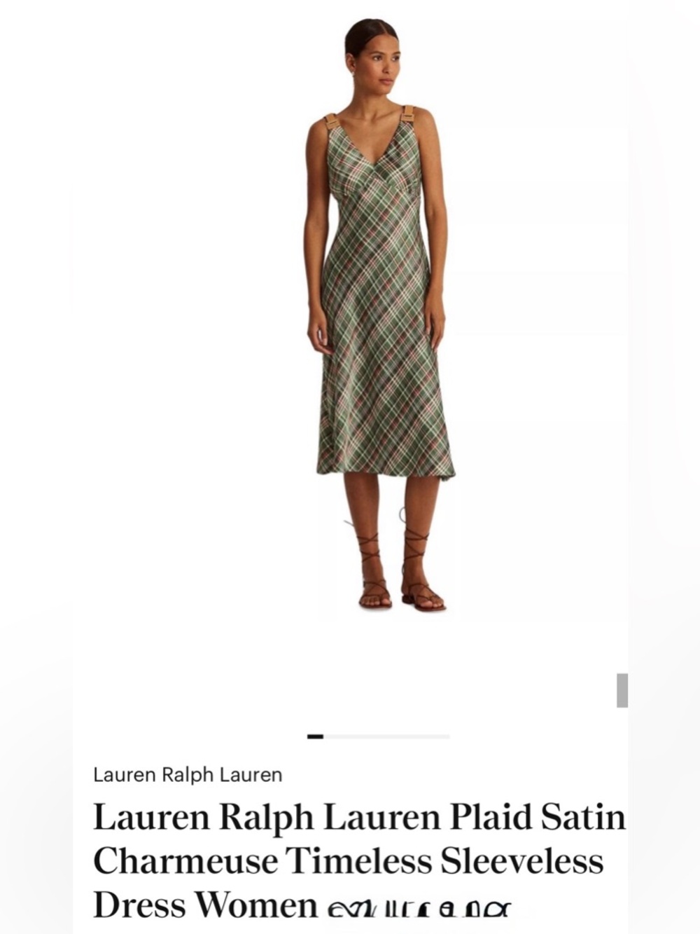 Ralph Lauren Green Plaid Midi Slip Dress
